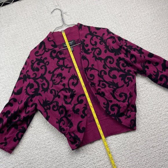 Sharagano Studio Cropped Bolero Cardigan Wom XL Baroque Damask Pink Floral AOP - Picture 8 of 14